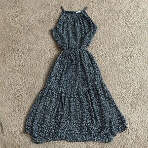 DR2 Blue Floral Halter Midi Dress, Size XS